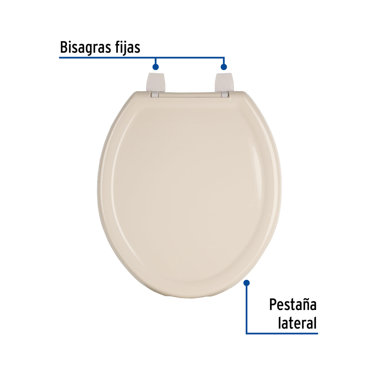 Asiento redondo ligero con tapa para WC hueso FOSET BASIC