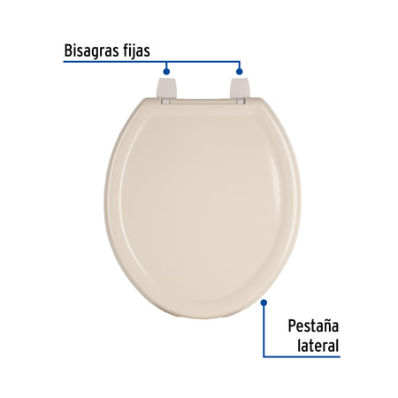Asiento redondo ligero con tapa para WC hueso FOSET BASIC