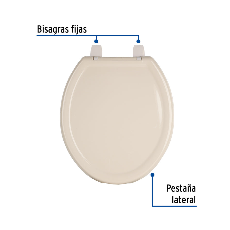 Asiento redondo ligero con tapa para WC hueso FOSET BASIC
