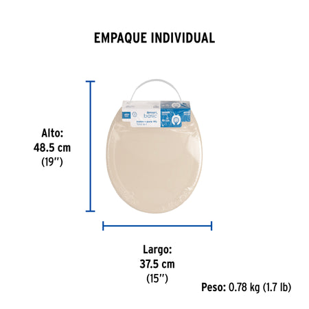 Asiento redondo ligero con tapa para WC hueso FOSET BASIC