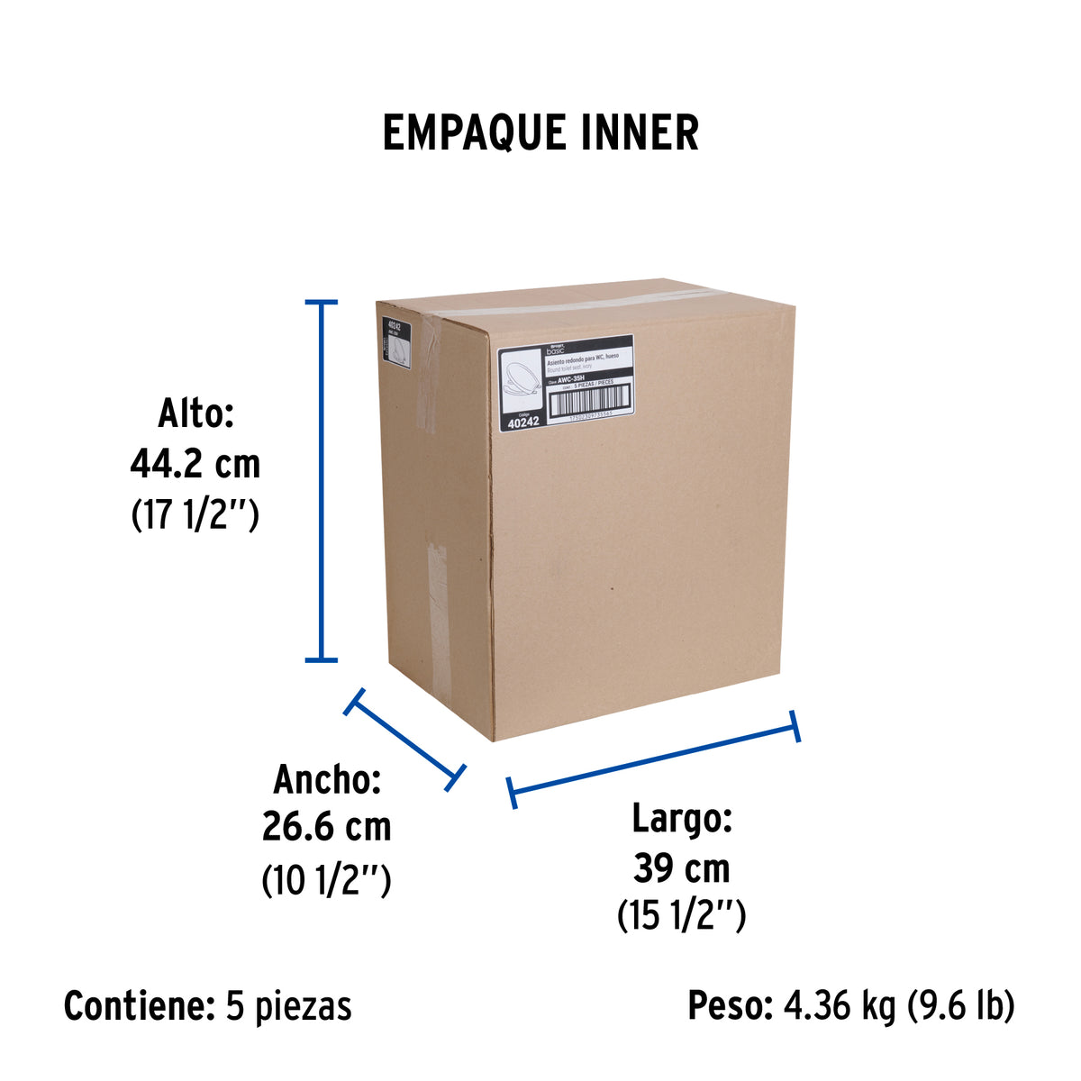 Asiento redondo ligero con tapa para WC hueso FOSET BASIC