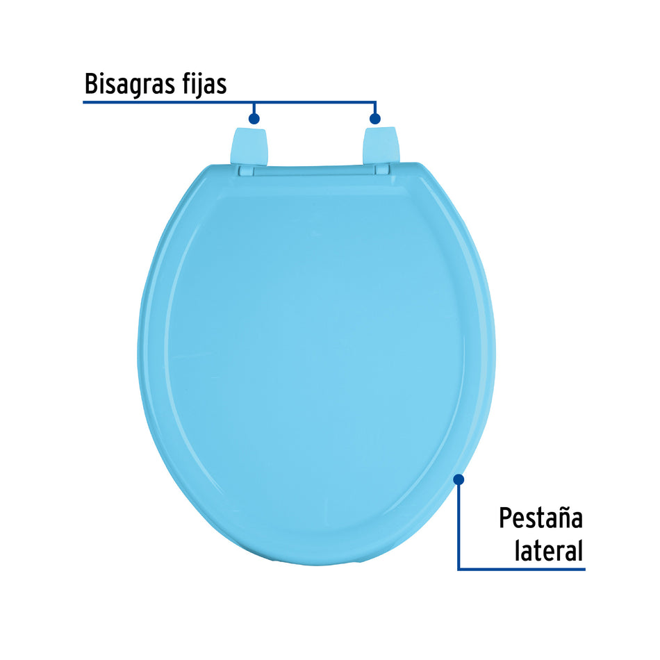 Asiento redondo ligero con tapa para WC FOSET BASIC azul