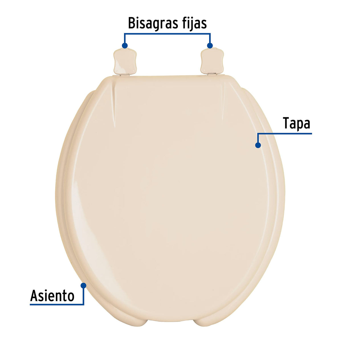 Asiento redondo con tapa para WC abierto hueso FOSET