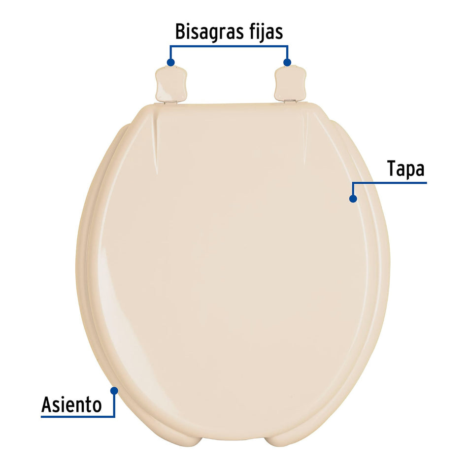 Asiento redondo con tapa para WC abierto hueso FOSET