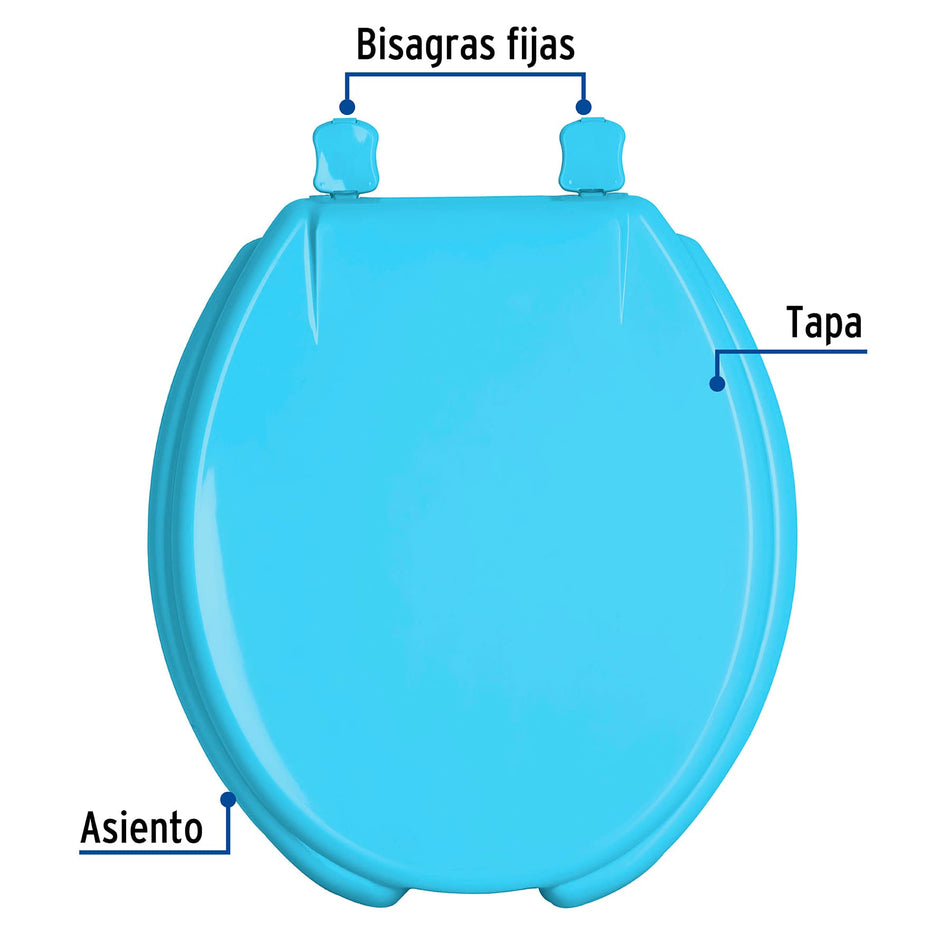 Asiento redondo con tapa para WC abierto FOSET azul