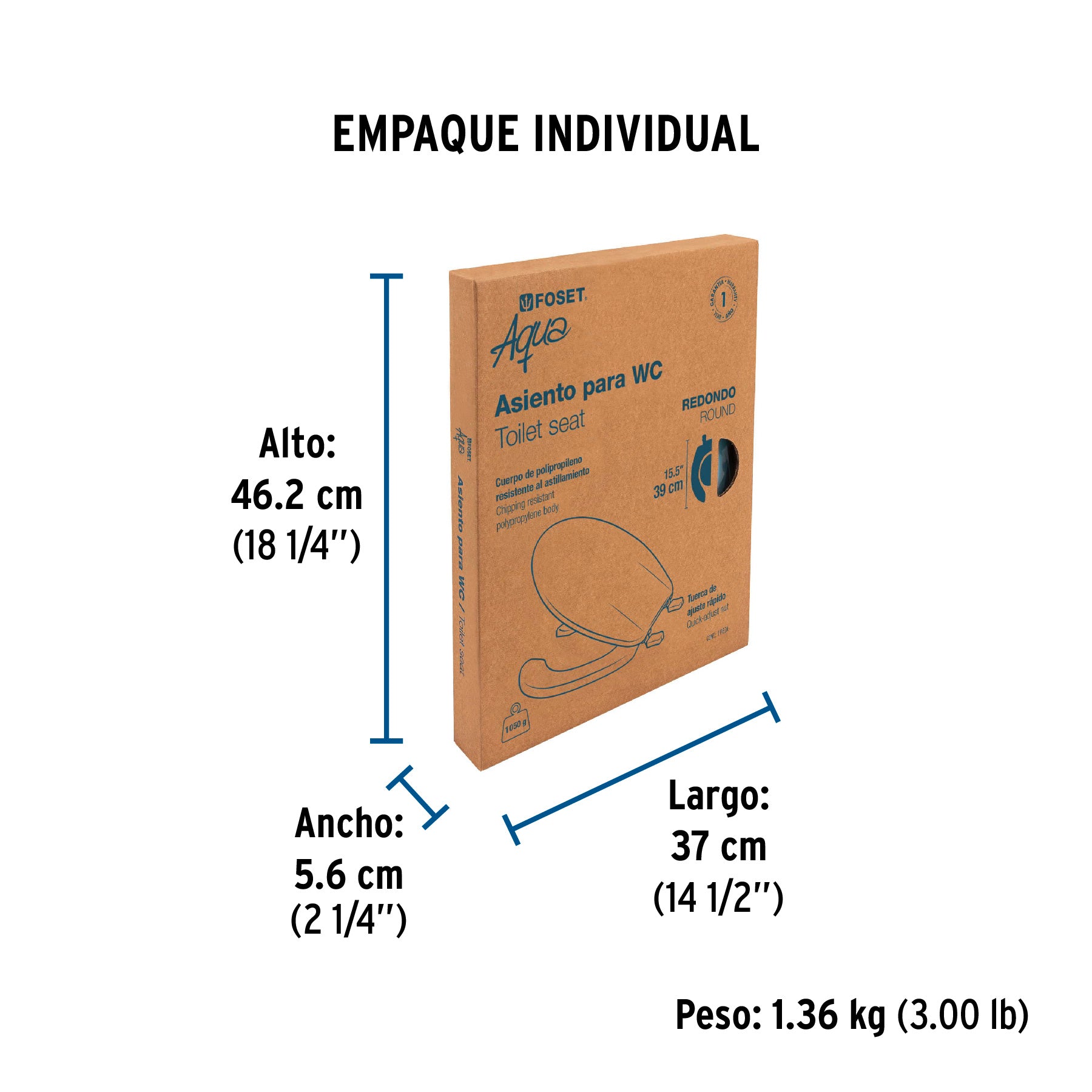 Asiento redondo con tapa para WC abierto FOSET azul