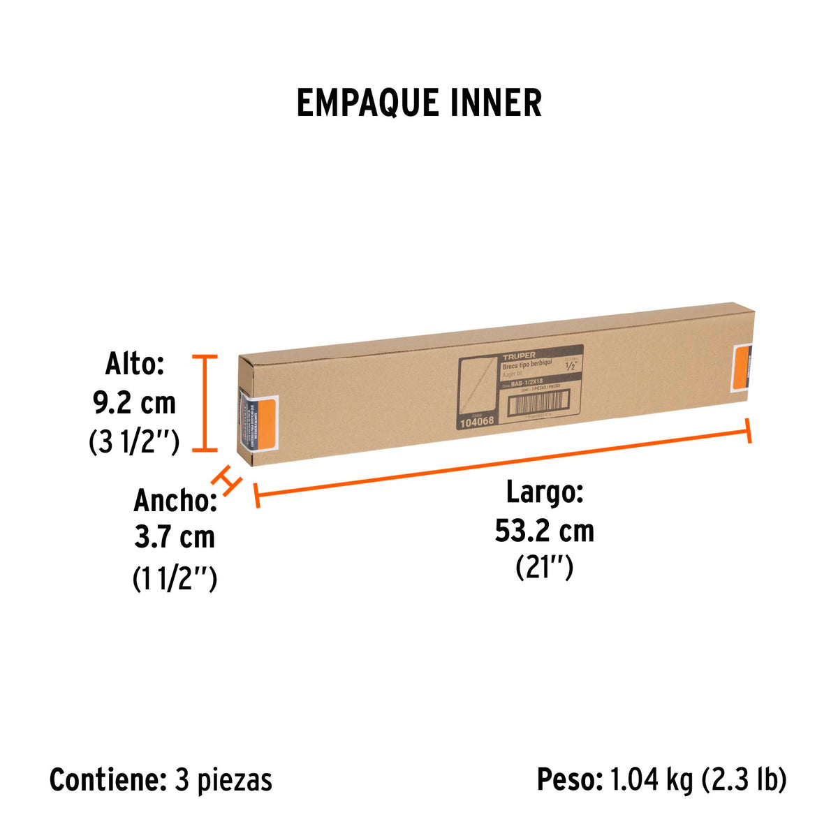 Broca auger tipo berbiquí 1/2' X 18', TRUPER