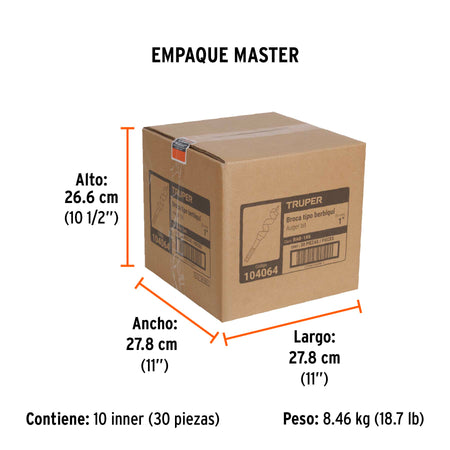 Broca auger tipo berbiquí 1' X 6', TRUPER