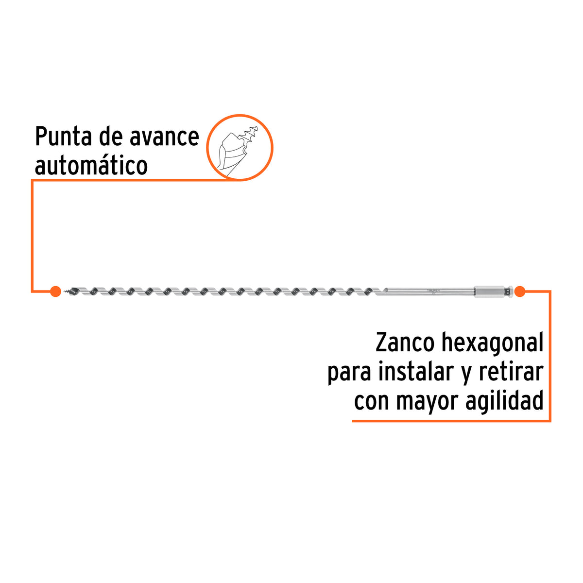 Broca auger tipo berbiquí 3/8' X 18', TRUPER