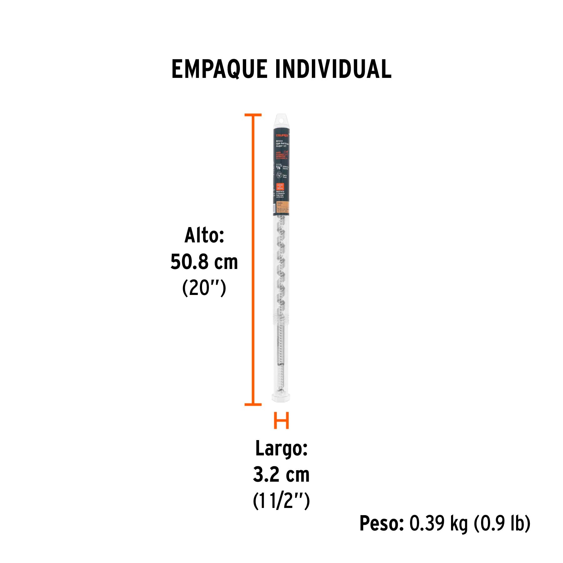 Broca auger tipo berbiquí 5/8' X 18', TRUPER