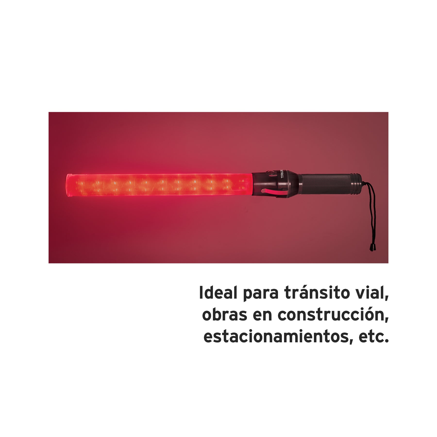 Baston luminoso de 53 cm con luz LED y clip para cinturon
