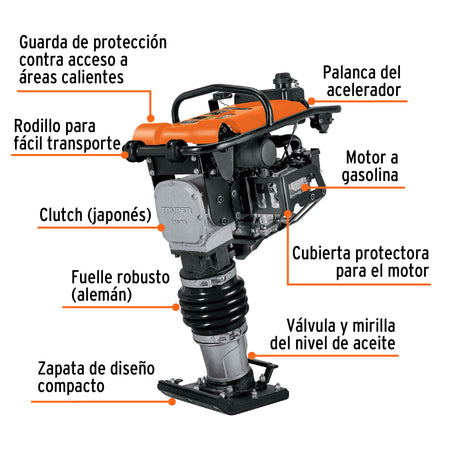 Bailarina compactadora 5.5 HP motor Honda GX160 TRUPER