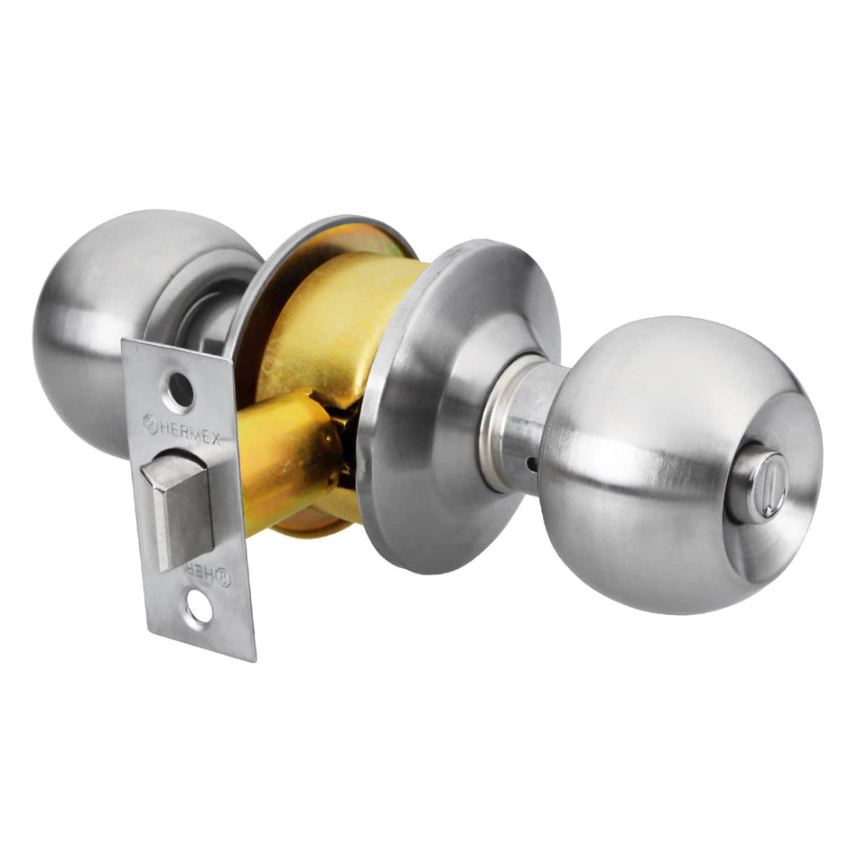 Cerradura tipo esfera cilindrico bano cromo HERMEX BASIC