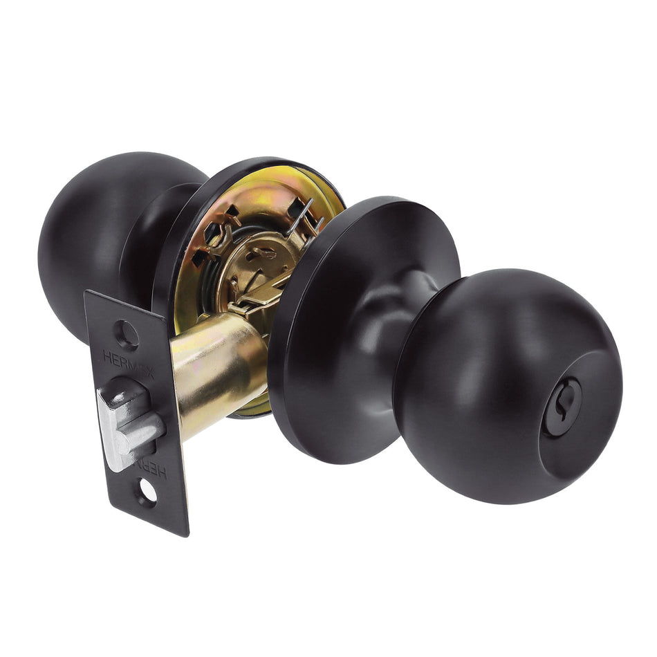 Cerradura esfera tubular entrada negro HERMEX BASIC