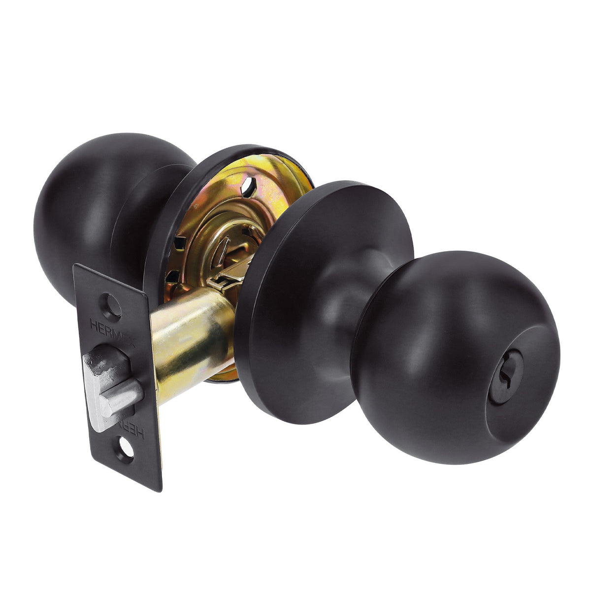 Cerradura esfera tubular recamara negro HERMEX BASIC