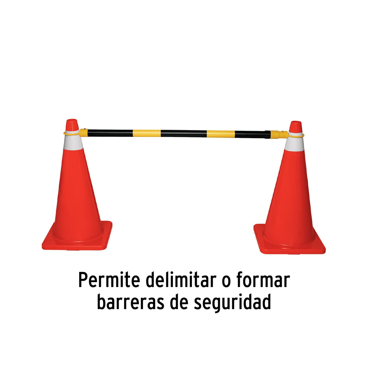 Barra extensible de 1.3 a 2.1 m reflejante para conos