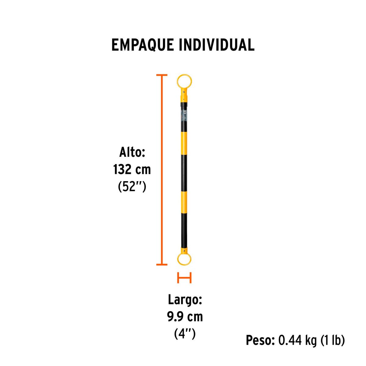 Barra extensible de 1.3 a 2.1 m reflejante para conos