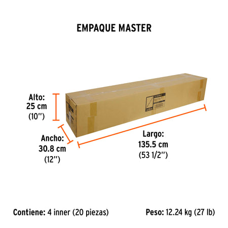 Barra extensible de 1.3 a 2.1 m reflejante para conos
