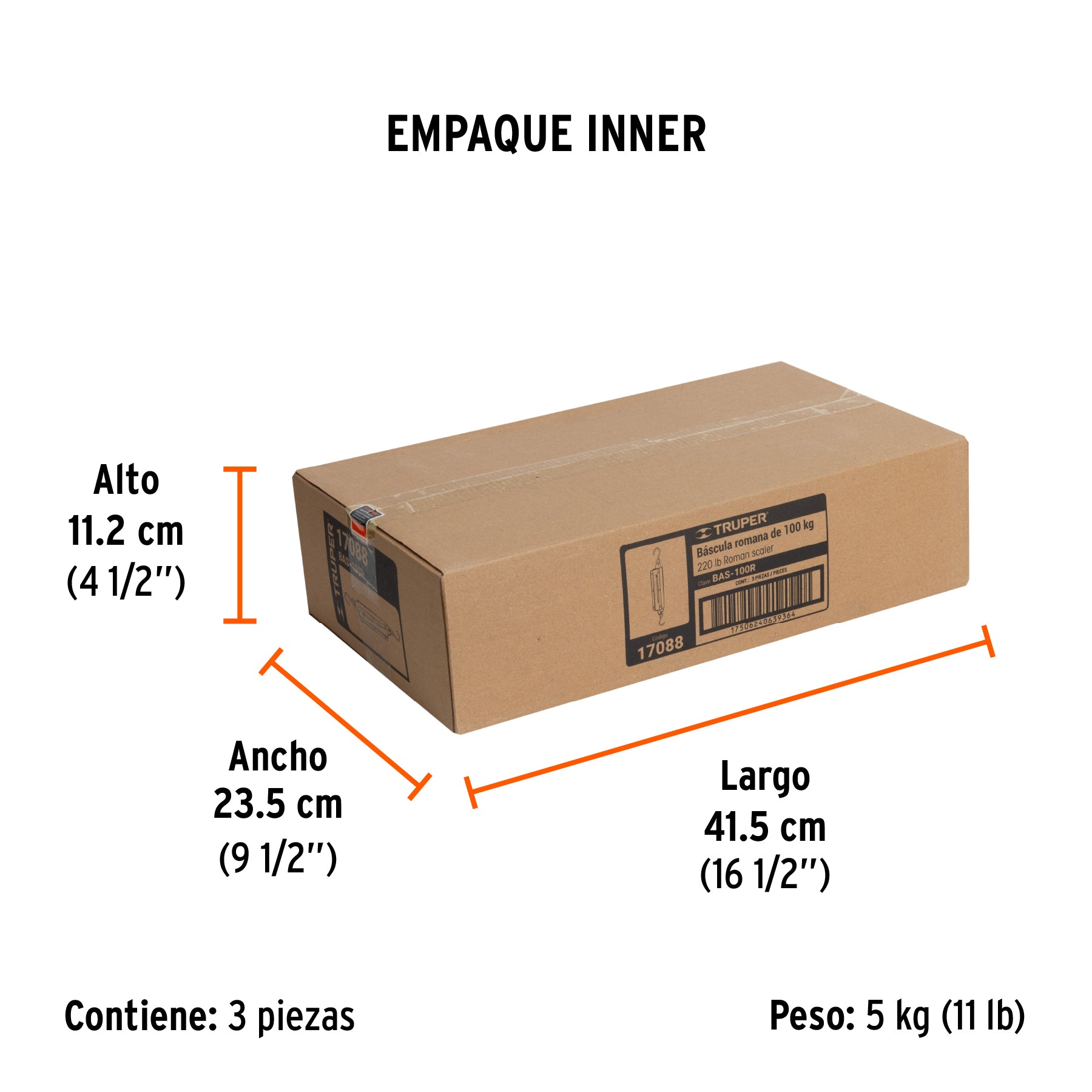 Bascula capacidad romana de resorte Truper 100 kg