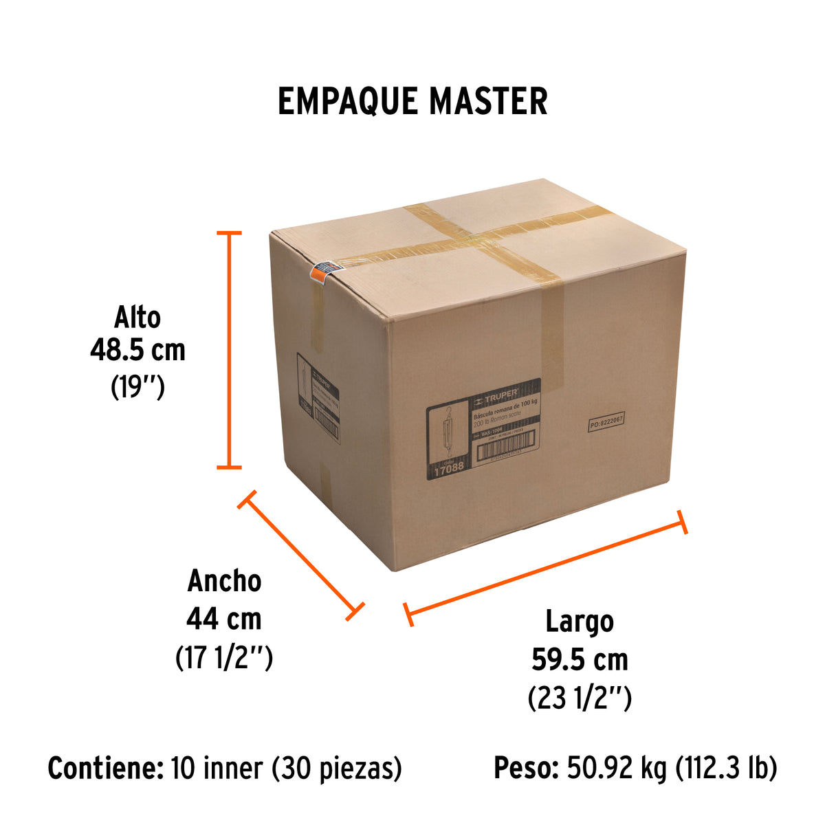Bascula capacidad romana de resorte Truper 100 kg