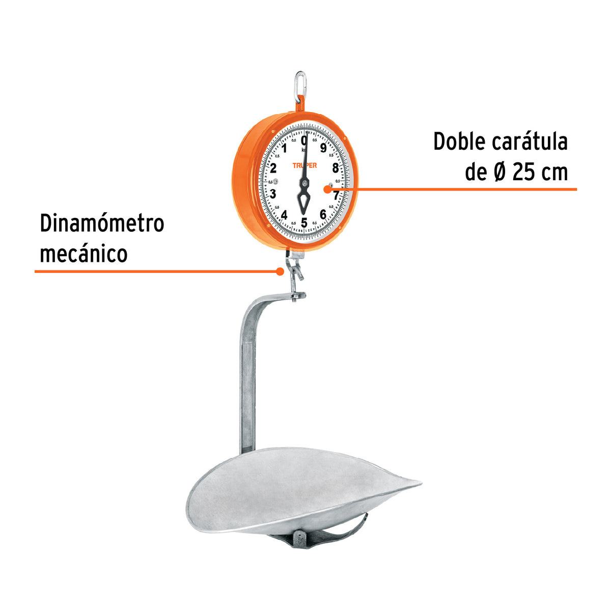 Bascula capacidad 10 kg mecanica colgante Truper