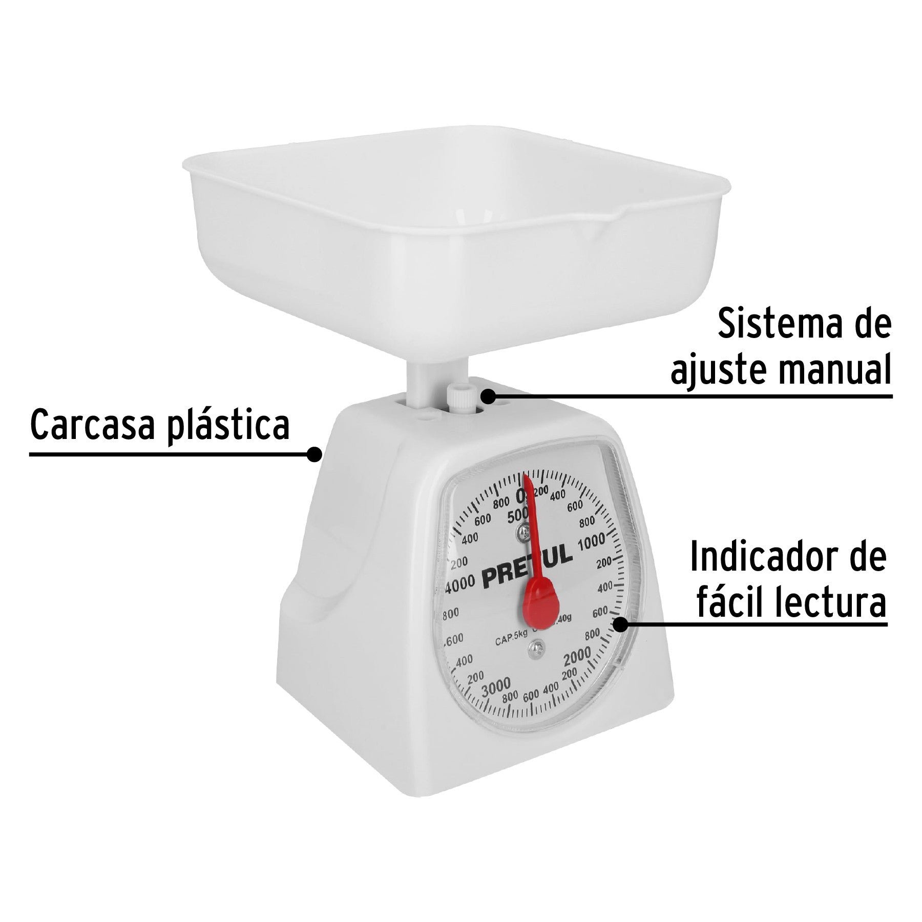 Báscula mecánica para cocina 1 Kg, Pretul 1 Kg