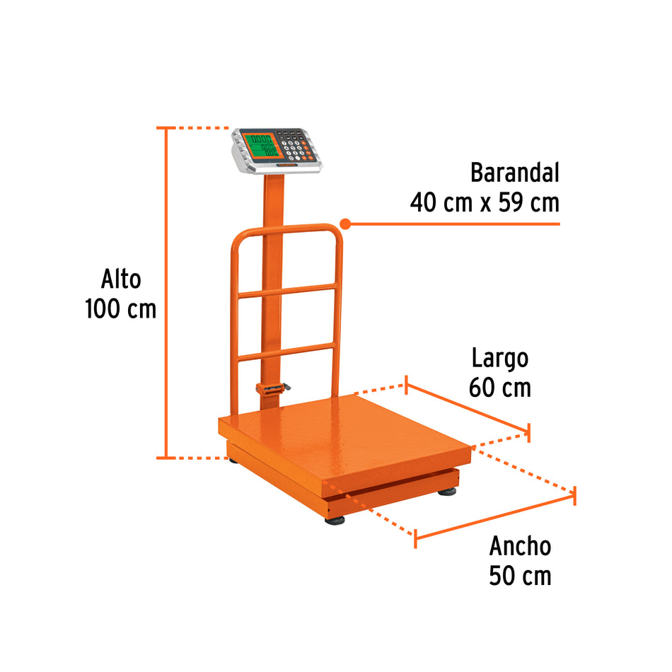 Báscula electrónica de plataforma, plegable,500 kg, TRUPER