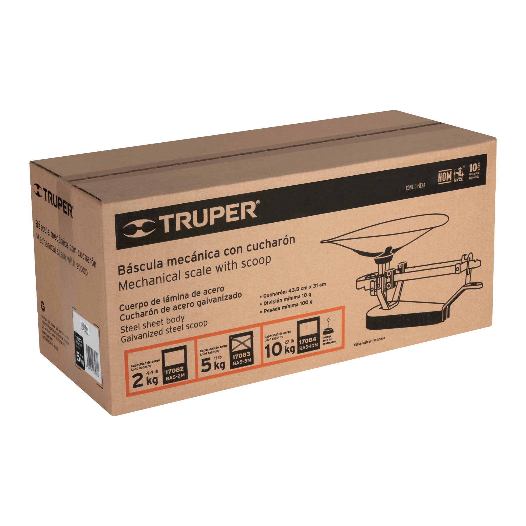 Bascula capacidad mecanica con cucharon Truper 5 kg