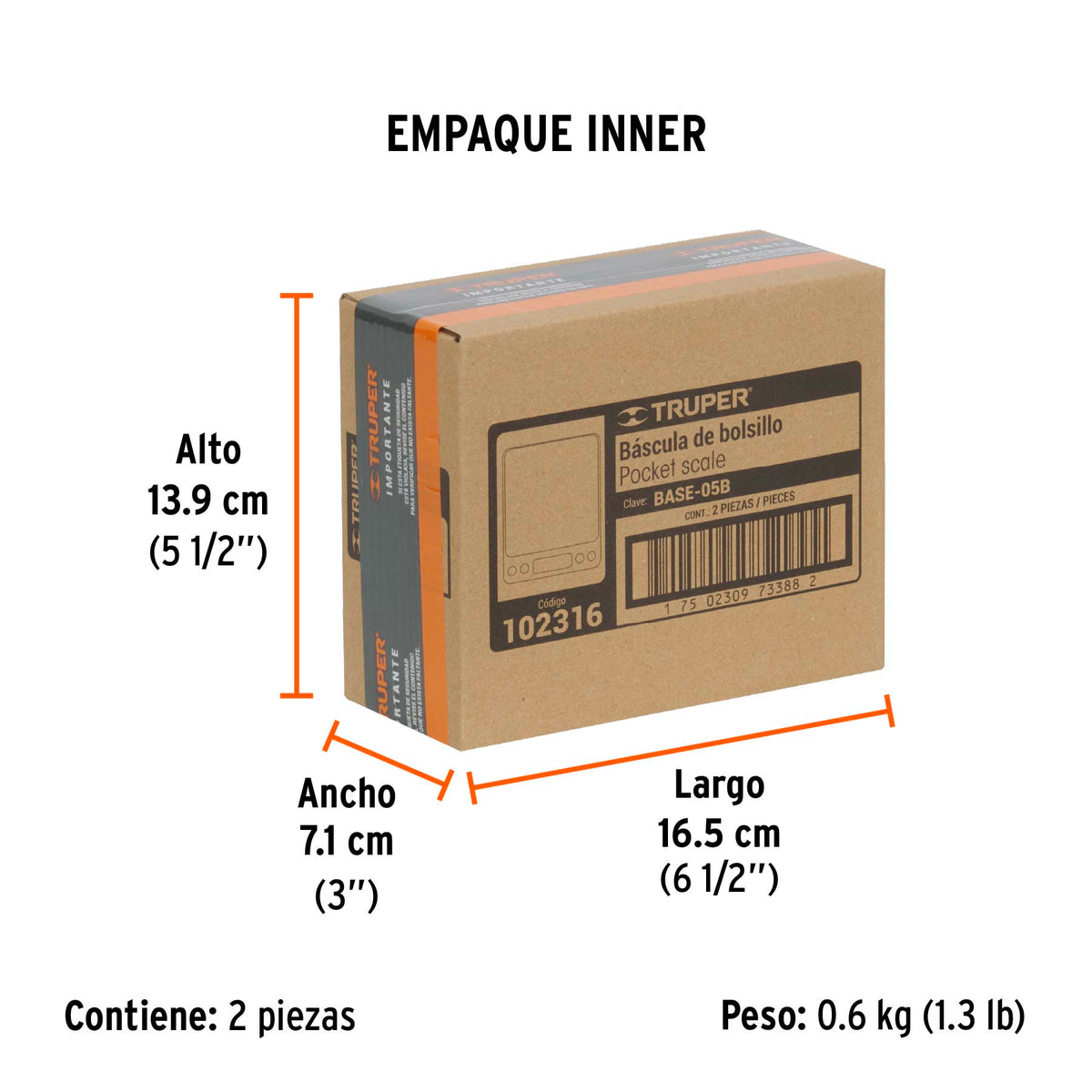 Bascula electronica de precision de bolsillo 500 g Truper