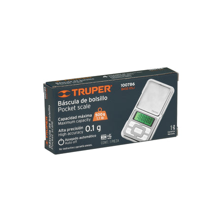 Bascula electronica de bolsillo de pilas 500 g Truper