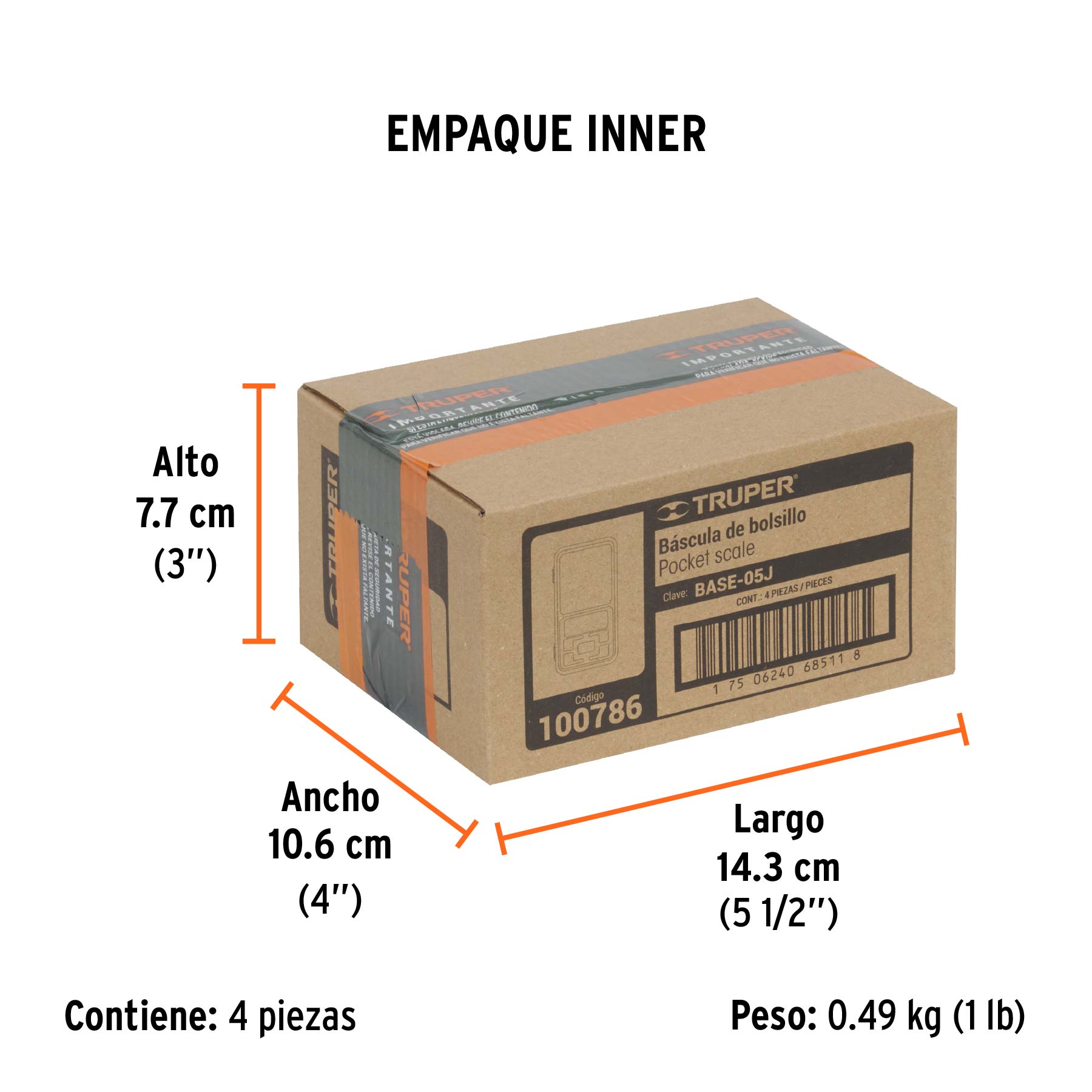 Bascula electronica de bolsillo de pilas 500 g Truper