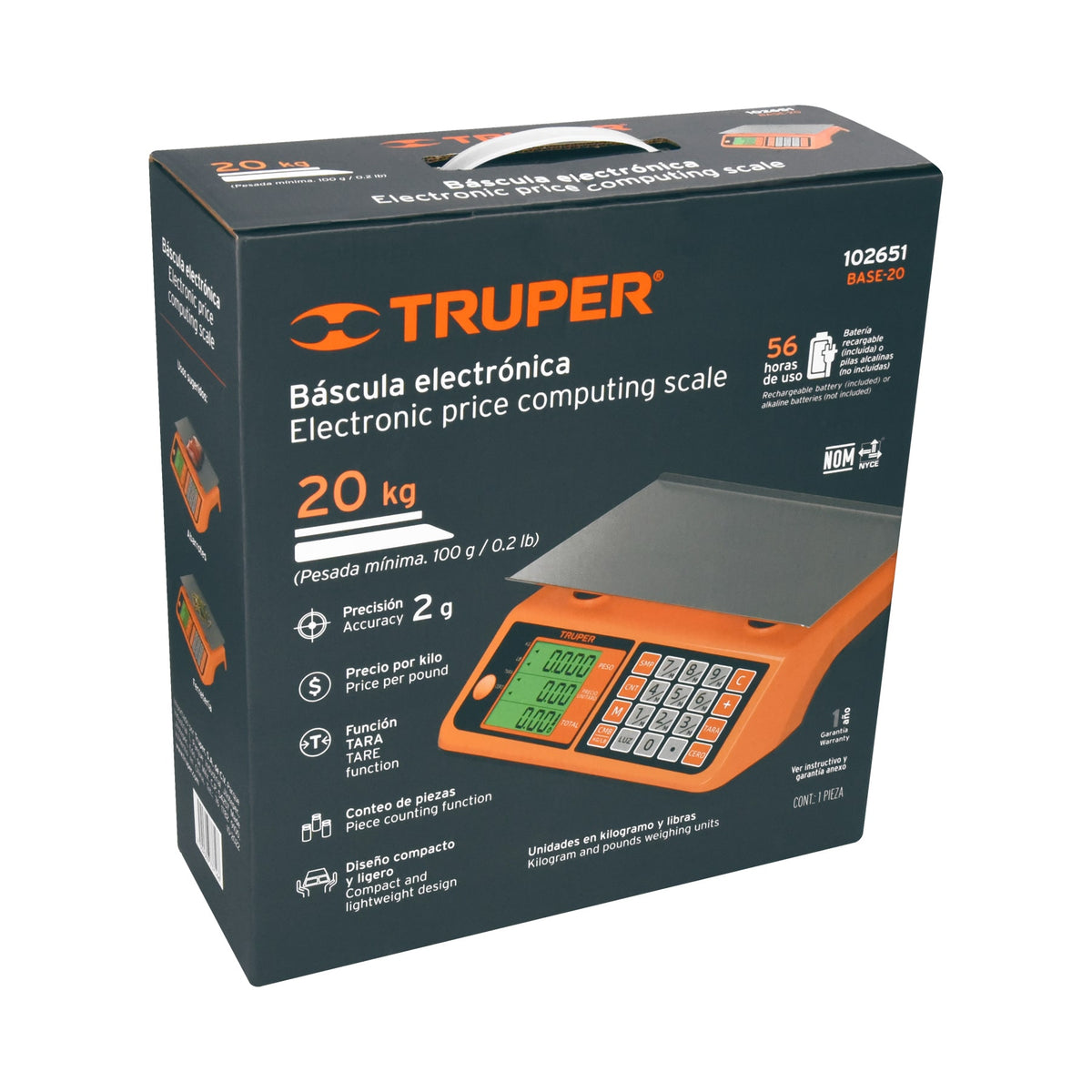 Bascula electronica multifunciones Truper 20 kg