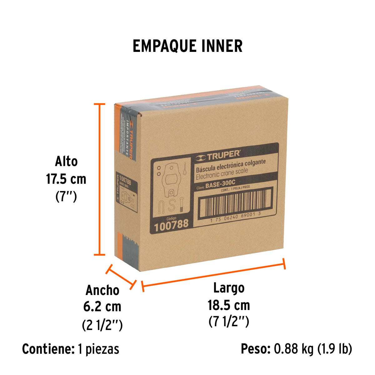 Bascula electronica colgante de pilas 300 kg Truper