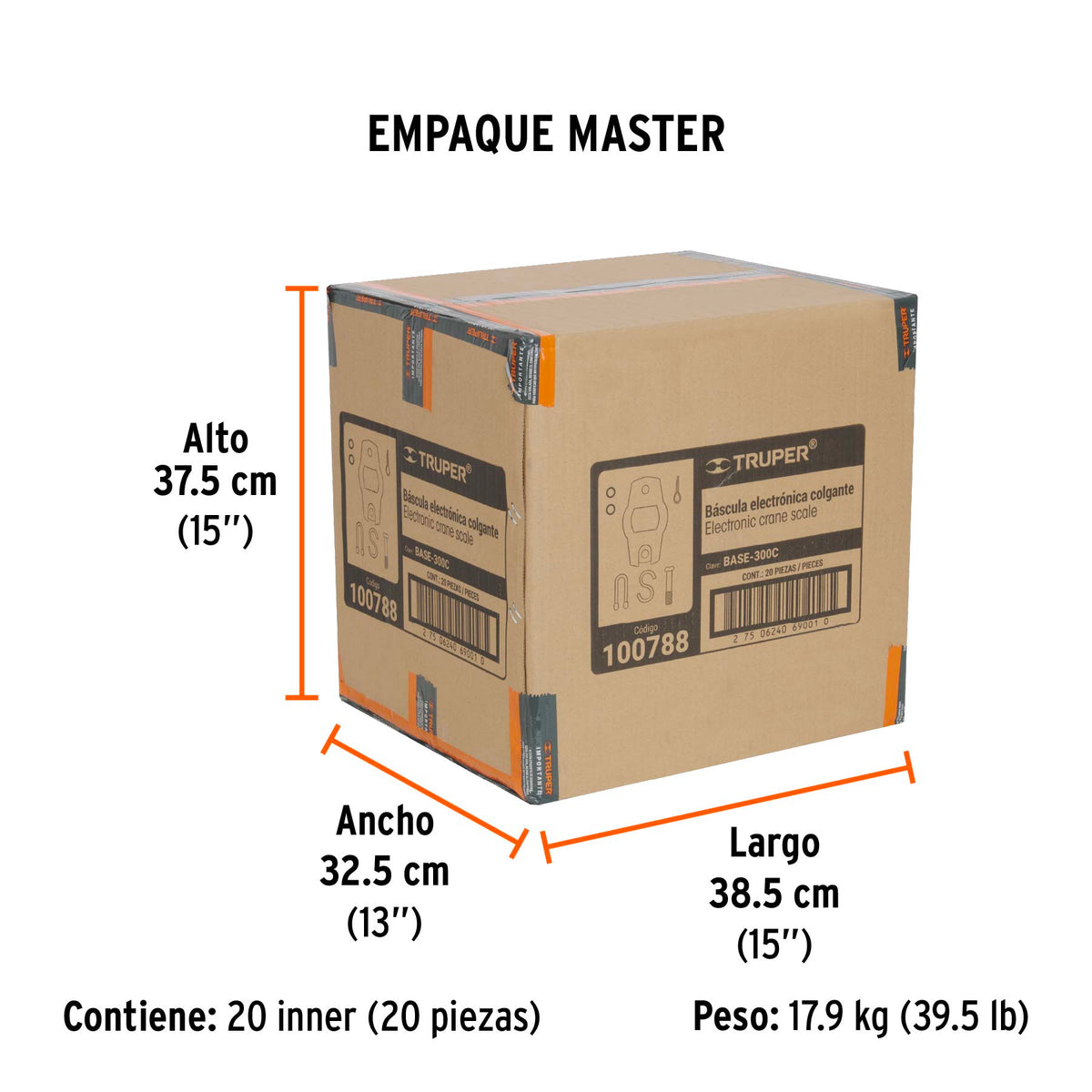 Bascula electronica colgante de pilas 300 kg Truper