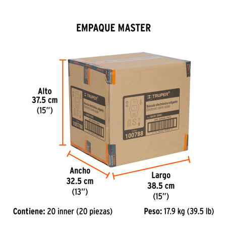 Bascula electronica colgante de pilas 300 kg Truper