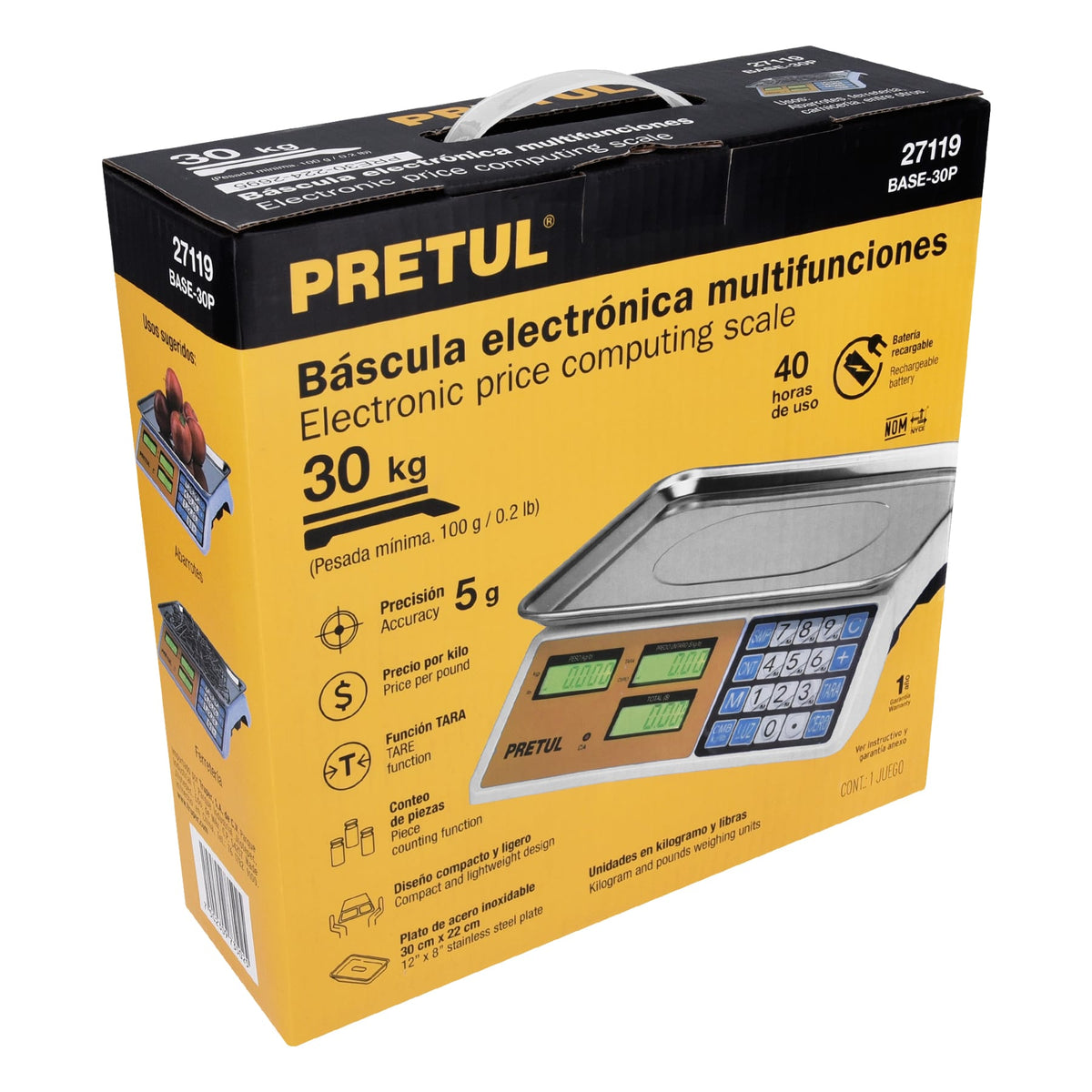 Bascula electronica multifunciones Pretul 30 kg