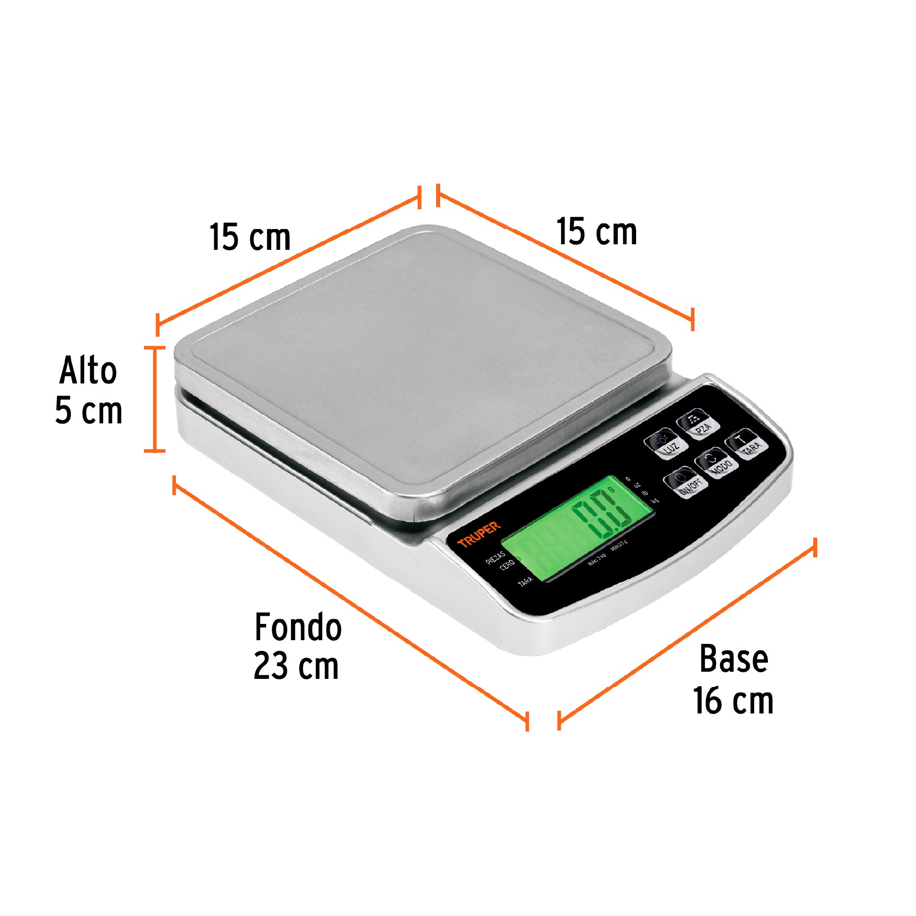 Bascula electronica de precision recargable 3 kg Truper