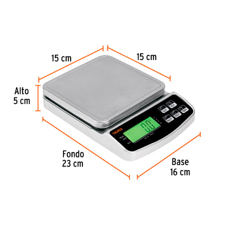 Bascula electronica de precision recargable 3 kg Truper