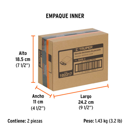 Bascula electronica de precision recargable 3 kg Truper