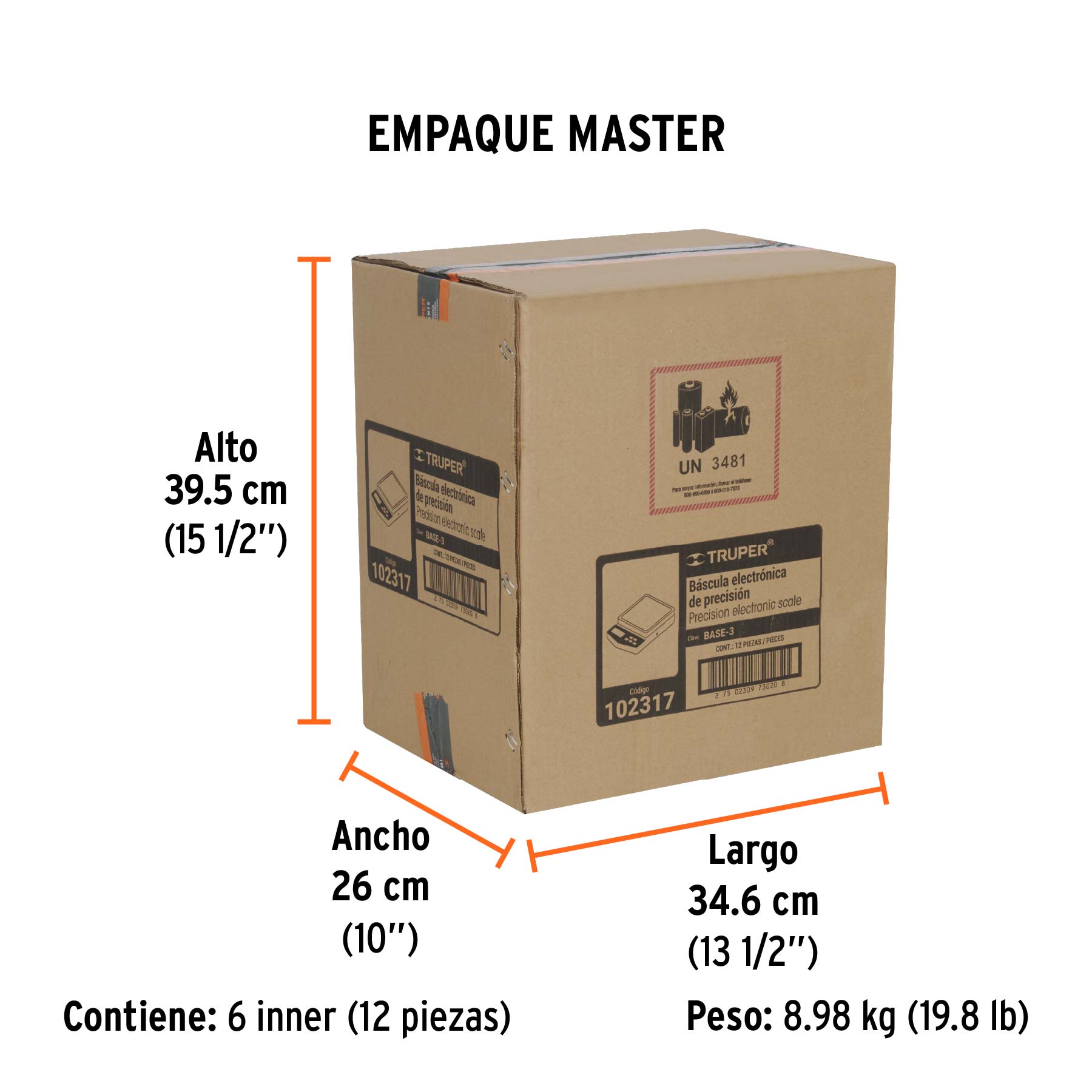 Bascula electronica de precision recargable 3 kg Truper