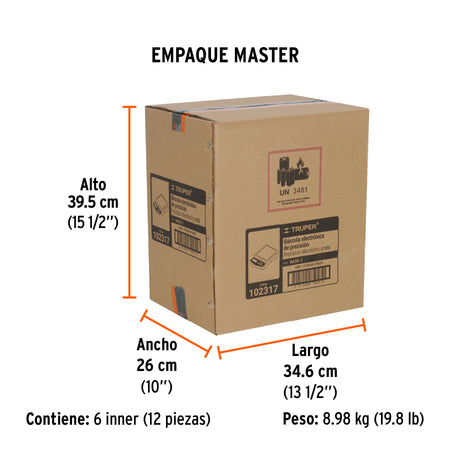 Bascula electronica de precision recargable 3 kg Truper