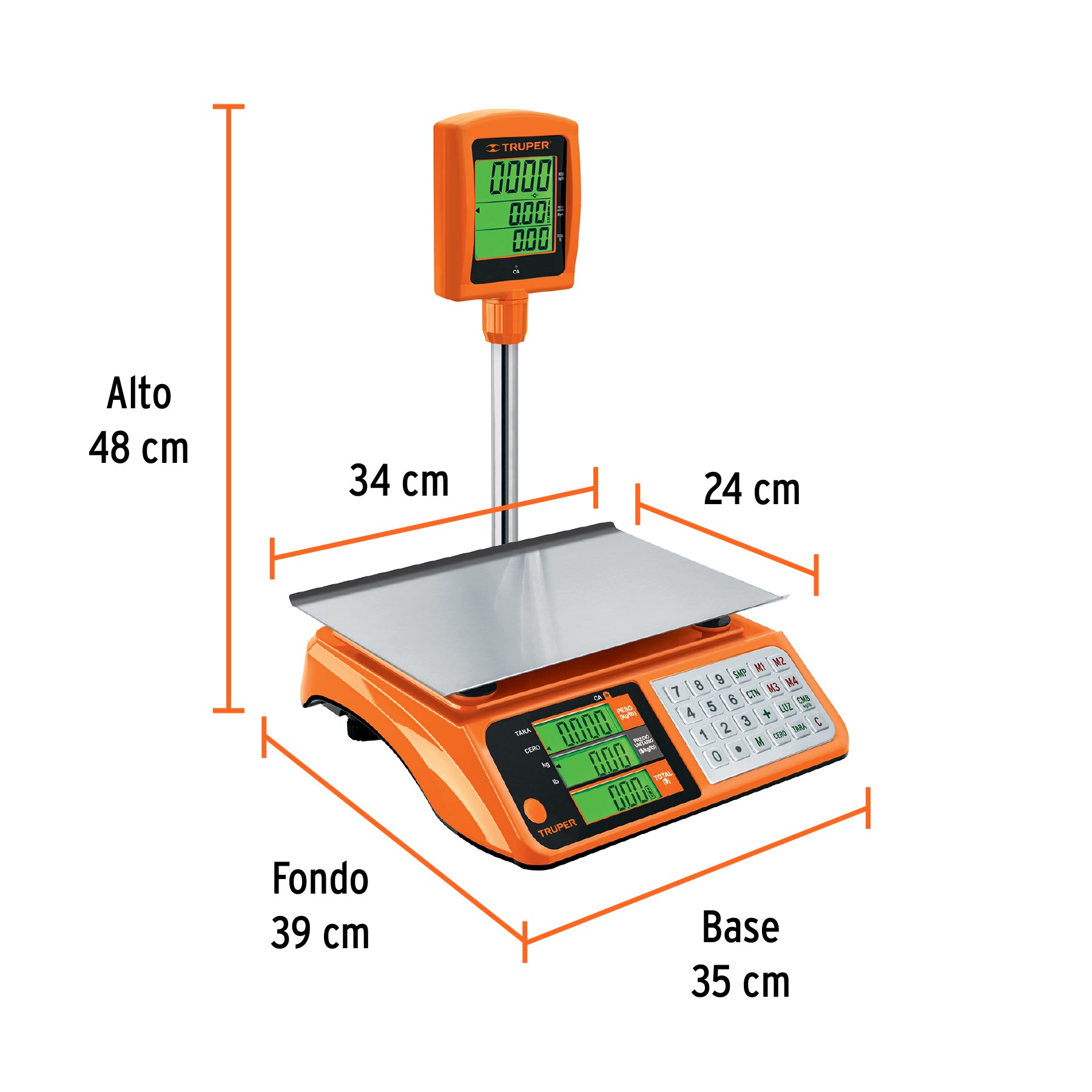 Bascula electronica multifunciones con torreta 40 kg Truper