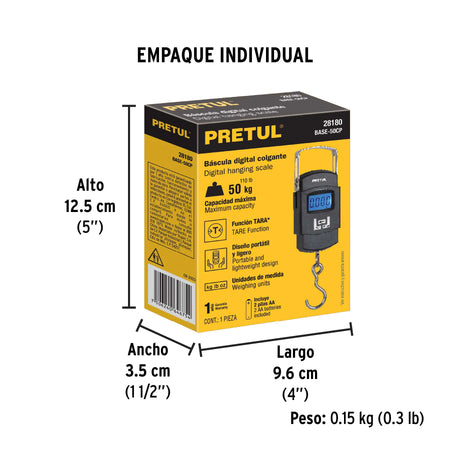 Bascula electronica colgante de pilas 50 kg Pretul