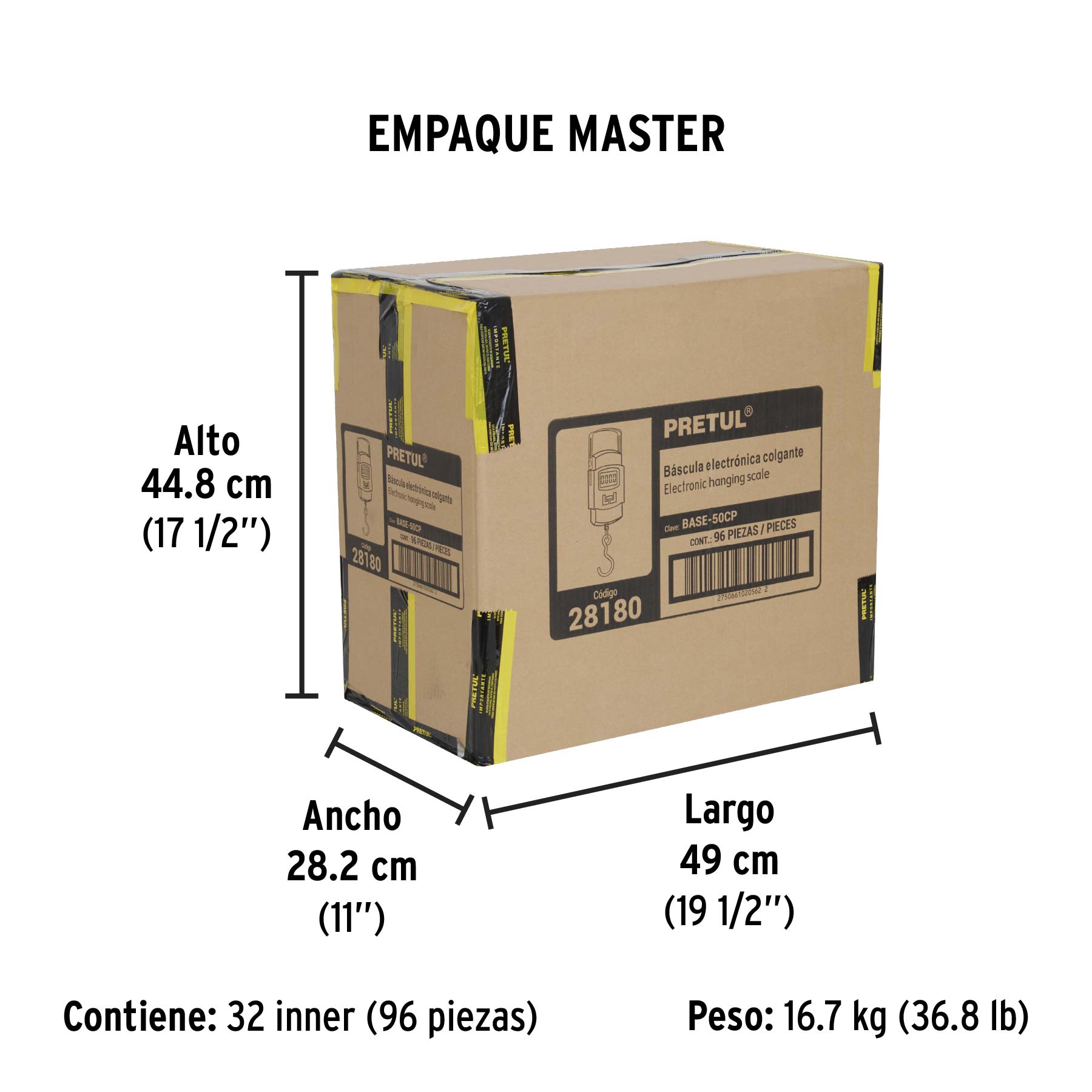 Bascula electronica colgante de pilas 50 kg Pretul