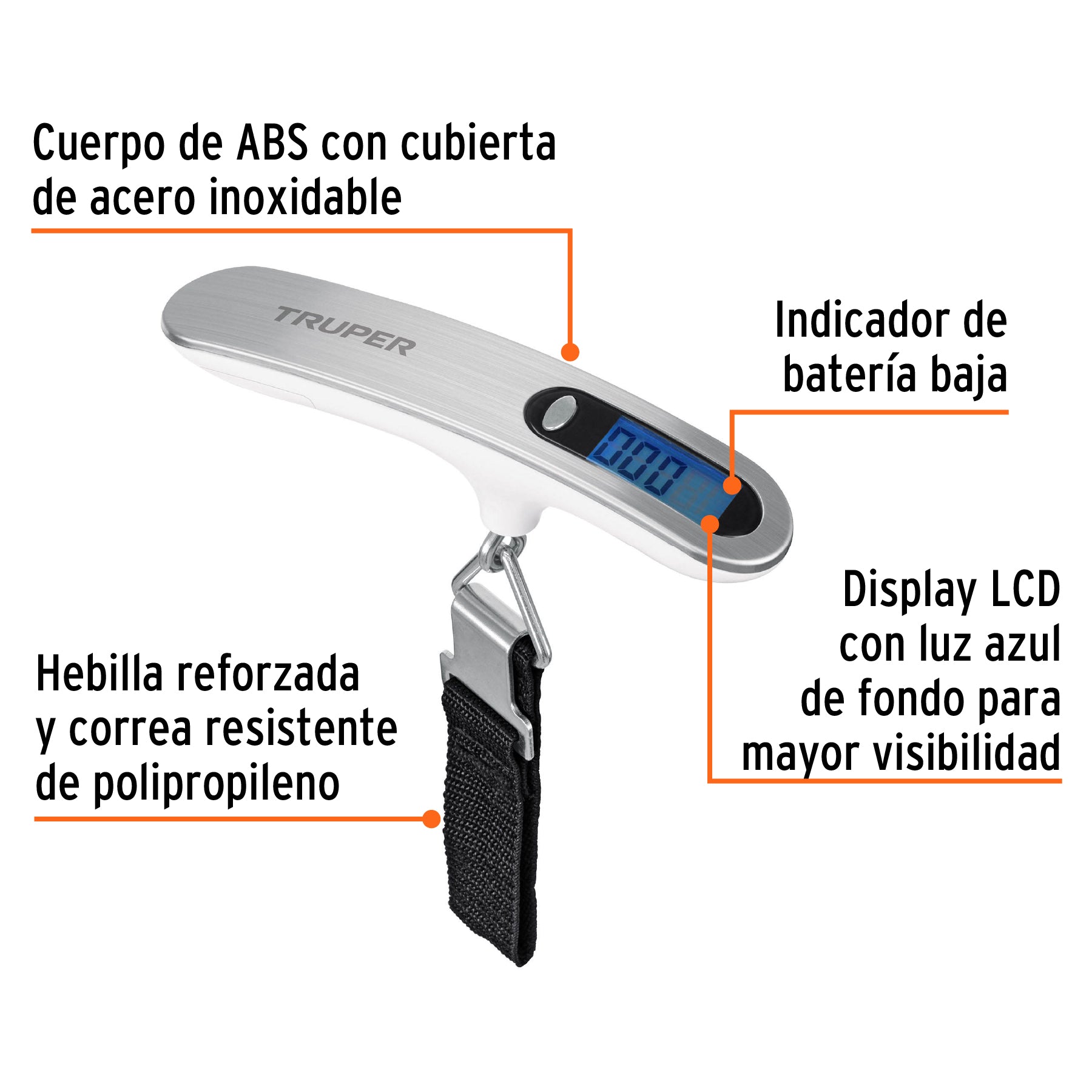 Bascula electronica para equipaje de pilas 50 kg Truper