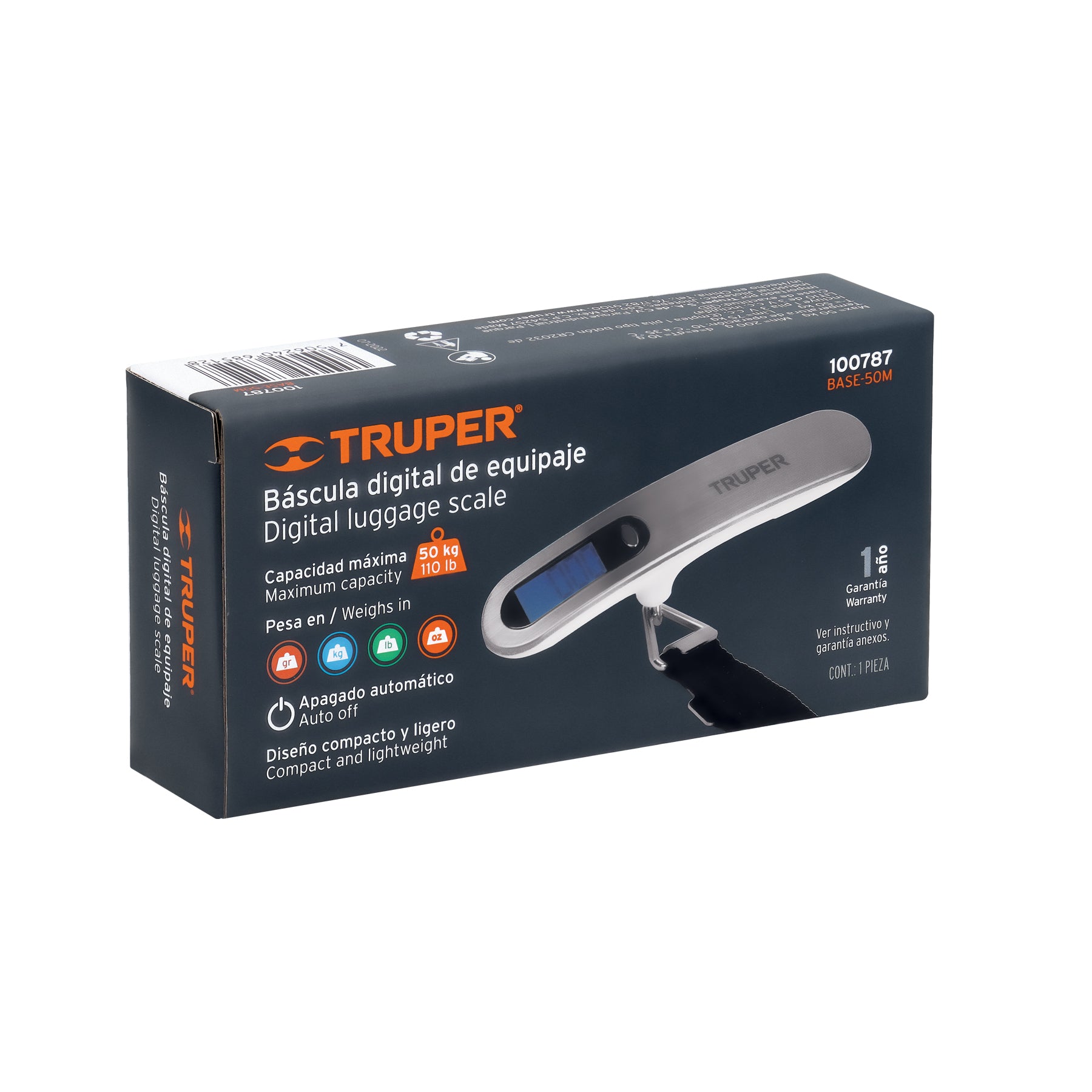 Bascula electronica para equipaje de pilas 50 kg Truper