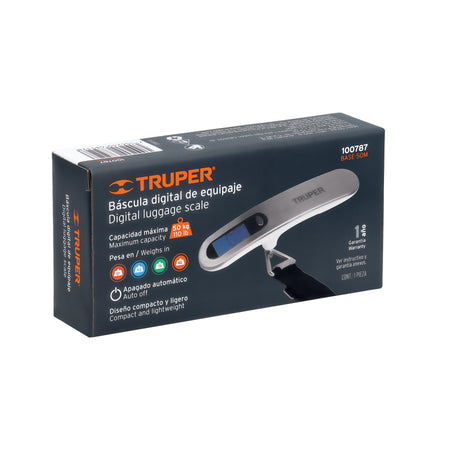 Bascula electronica para equipaje de pilas 50 kg Truper