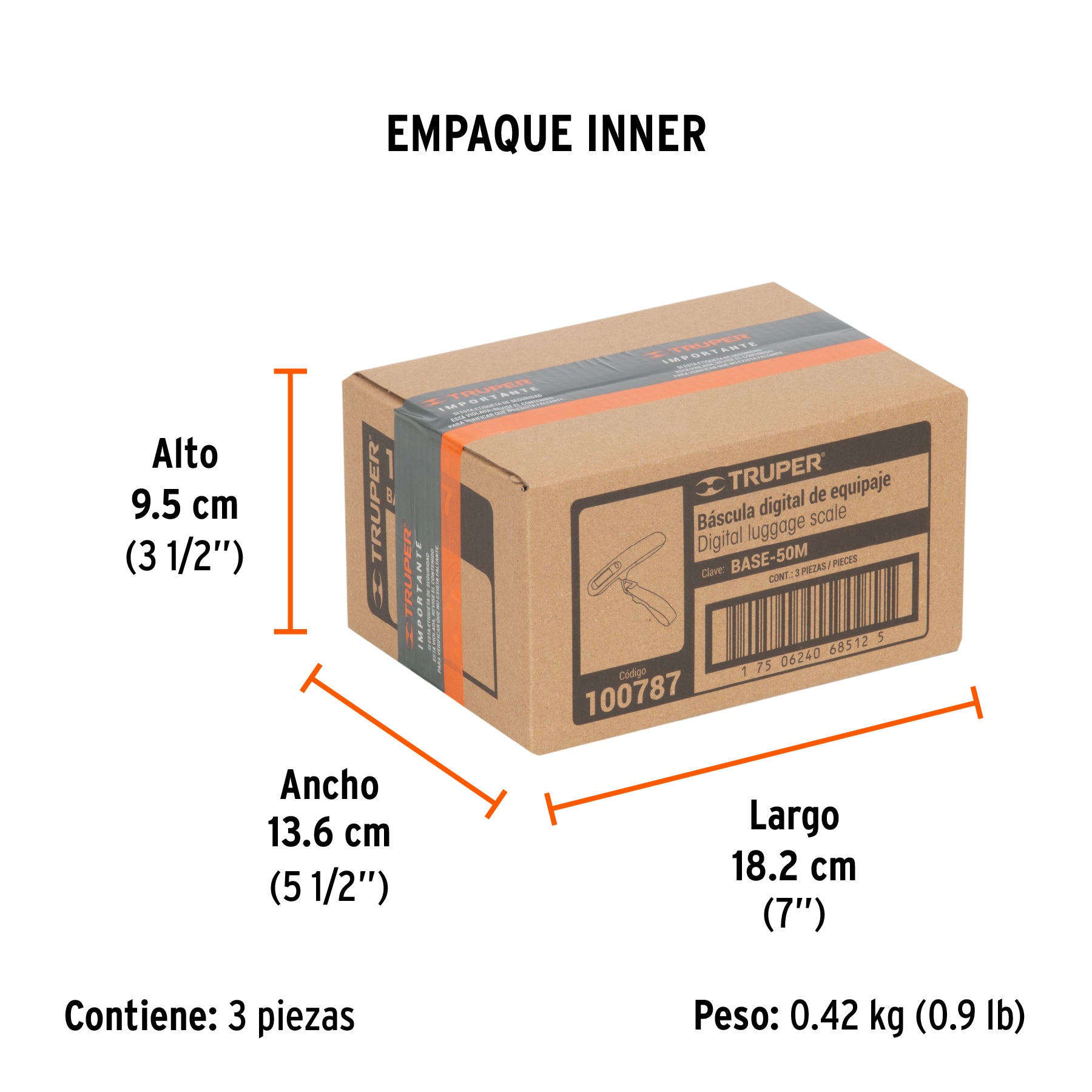 Bascula electronica para equipaje de pilas 50 kg Truper