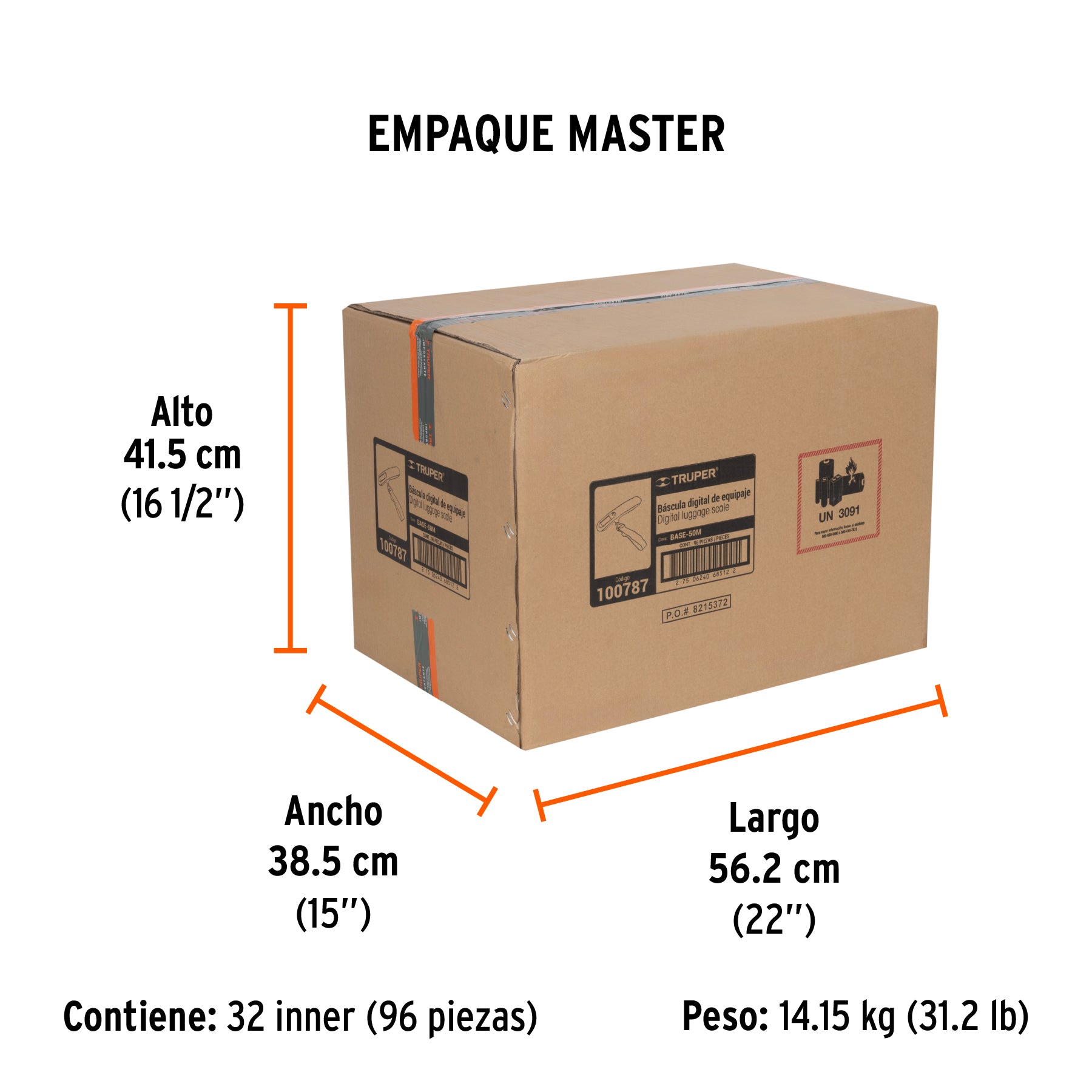 Bascula electronica para equipaje de pilas 50 kg Truper