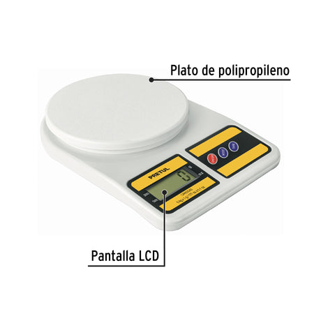 Bascula digital para cocina plato de poliprop 5 kg Pretul